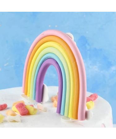 Rainbow Cloud Cake Topper - Colorful Soft Pottery Cupcake Decoration for Boys and Girls Birthday Party - Buy Online on SooperMarket.com