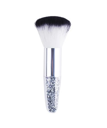 Worparsen Beauty Brush Transparent Handle Faux Crystal Particles Makeup Brush Delicate Long Lifespan White