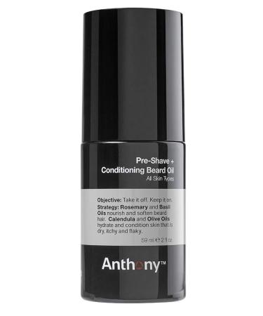 Anthony Pre-Shave and Conditioning Beard Oil 2 Fl Oz Contains Rosemary Basil Olive and Calendula Oils Hydrates Softens Nourishes and Conditions Skin