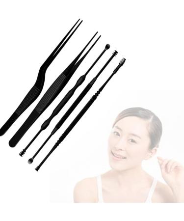 6pcs/set Stainless Steel LED Ear Wax Pickers - Black Earpick Wax Remover Curette Spoon Cleaner Tool - Buy Online on SooperMarket.com