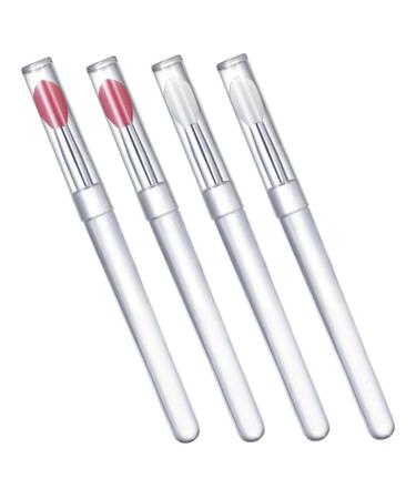 4pcs Silicone Lip Brush with Lid Lip Mask Portable Lip Eyeshadow Makeup Beauty Tools Lipstick Applicator Silicone Lipstick Brush Lip Gloss Lidded Lip Makeup Tools
