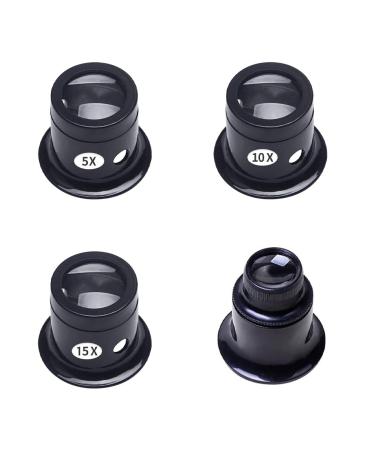Jewelers Loupe Eye Loupe Jeweler Magnifying Glass Set 5X 10X 15X 20X Magnification for Eye Magnifier Lens Repair