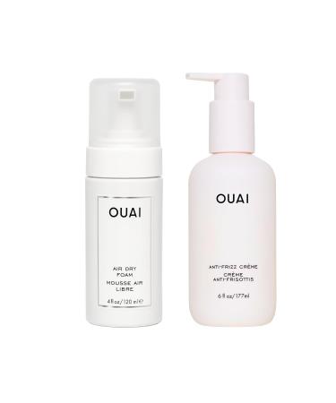 OUAI Anti Frizz Hair Styling Bundle - Includes Anti Frizz Cr me + Air Dry Foam for Frizz Control (2 Count 6 Oz/ 8 Oz)