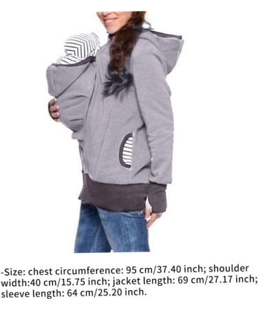 SouiWuzi Baby Carrier Hoodie Maternity Kangaroo Jacket Coat Sweatshirt - Gray - Buy Online on SooperMarket.com
