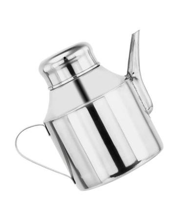 Zerodeko Sauce Pot Oil Bottles for Cooking Stainless Steel Oil Stainless Steel Pitcher with Lid Practical Seasoning Bottle Salad Oil Dispenser Kitchen Supplies Metal Household 14.5X12X8.5CM Silver
