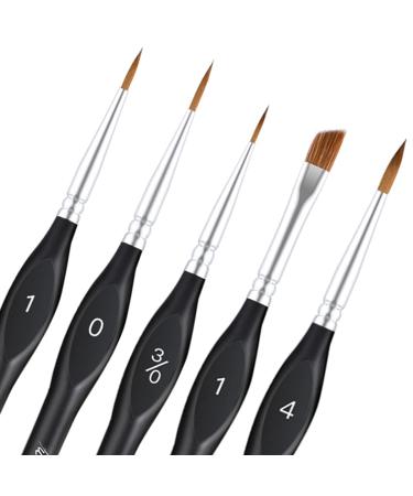 Kolinsky Sable Brush for Miniatures, Fuumuui 5pcs Fine Tip & Angle Sable Detail Citadel Model Paint Brushes with Triangular Handle for Acrylic Painting on Canvas, Watercolor, Oil, Model Painting