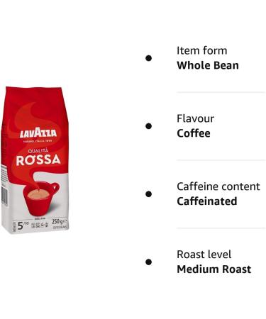 Lavazza Qualita Rossa 250g Medium Roast Arabica and Robusta Coffee Beans - Pack of 1 - Buy Online on SooperMarket.com