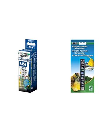 JBL aquarium water test strips 50 test strips Proaquatest Easy 7in1 & Digital aquarium thermometer 7-in-1 test bundle with thermometer