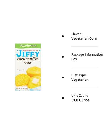 Jiffy Vegetarian Corn Muffin Mix 8.5 oz (Pack of 6) - Delicious Vegetarian Corn Muffin Mix - Buy Online on SooperMarket.com