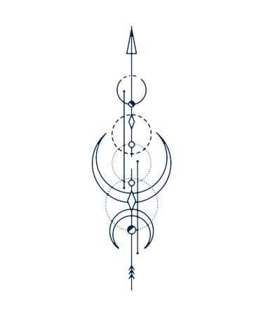 Dopetattoo Lasting 1-2 Weeks Moon Tattoo Arrows Tattoo Temporary Tattoos Semi Permanent Tattoo Arm Tattoo Leg Tattoo Back Tattoo Temporary Tattoo for Women Men (4 Sheets)