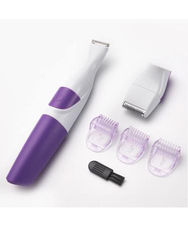 2 in 1 Waterproof Women Hair Trimmer Electronic Washable Hair Trimmer Clipper for Bikini Line Wet and Dry Use Purple - Buy Online on SooperMarket.com