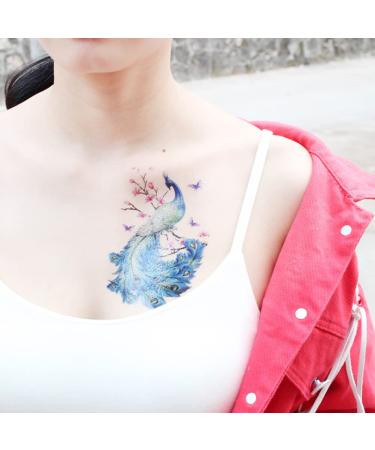 Oottati Waterproof Temporary Tattoo Stickers - Colorful Bubble Flower Peacock Unicorn Arrow Feather Pink Tree - 9 Sheets for Arm Shoulder Face - Buy Online on SooperMarket.com