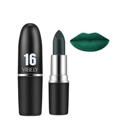 GL-Turelifes Halloween Matte Lipstick  Long Lasting  Non-stick Non-fading Black Lipsticks Vivid Vampire lipsticks for Masquerade  Cosplay  Halloween Makeup (15 Green)
