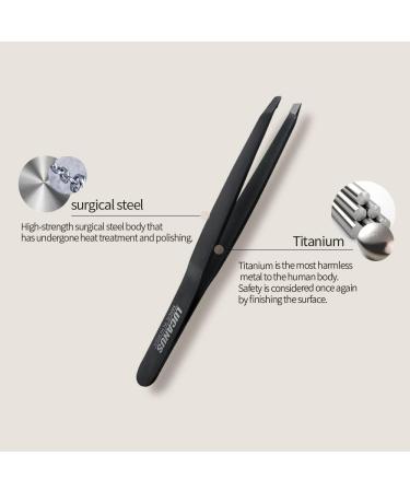 LUCANUS PICK ME Tweezer with Leather Case - Professional Stainless Steel Slant Tip Tweezers for Eyebrows & Facial Hair - Buy Online on SooperMarket.com