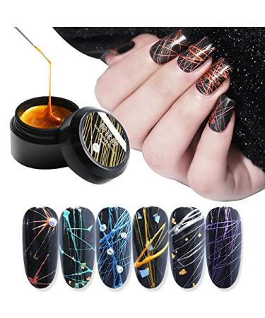 Huhebne 6-Piece Silk Artificial Nail Set - DIY Soaking Design with UV Lacquer Long Lifespan & Elasticity - Buy Online on SooperMarket.com