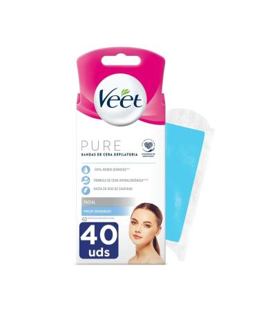 Veet Easy Gelwax Facial Bands Depilatory Wax X40 40 bandas wax strips for facial removal