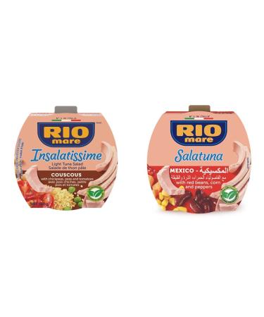 Rio Mare - Insalatissime Couscous and Light Tuna Ready to Eat Salad High in Protein 160g & Insalatissime Mexican Style Ready to Eat Light Tuna Salad High in Protein 160g Couscous Salad + Tuna Salad 160.0 g (Pack of 1)