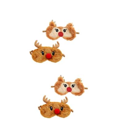 NOLITOY 4 Pcs Animal Eye Cover Rudolph Eye Mask Night Eye Mask Soft Plush Blindfold Plush Animal Eye Mask Eye Mask Covers Travel Sleep Masks Eye Shadow Plush Eyeshade Christmas Man Car