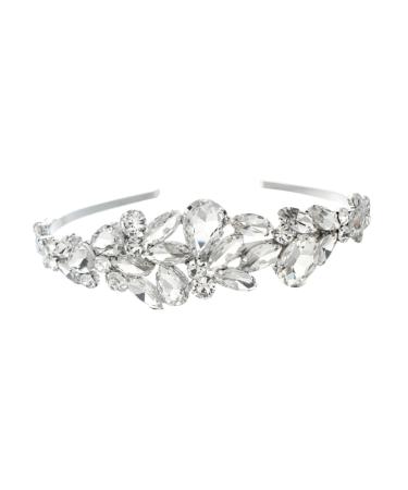 PLAFOPE Wedding Headband Bride Headpieces for Wedding Hair Accessory for Women Rhinestone Hair Accessories Hair Gems for Women Rhinestone Headband Women Hair Accessories Tiara White