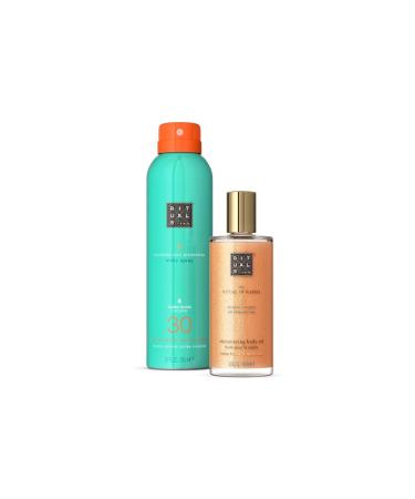 RITUALS The Ritual of Karma - Summer Duo - Sun Spray Lotion SPF30 and Illuminating Body Oil - Sun Protective Skincare Gift Set Made with White Tea and Lotus Flower