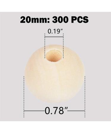 300pcs 20mm Natural Unfinished Round Wood Beads | Wooden Spacer Beads for DIY Crafts - Buy Online on SooperMarket.com