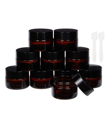 Benecreate 15 pack 15ml cosmetic glasses made of dark amber with white interior panels and black plastic lids Bernstein -colored round glasses with 2 spoons for Beauty Lotions 15g 15 Pack