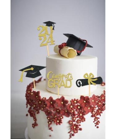 24Pcs Graduation Cupcake Toppers Graduation Cupcake Picks for Cupcake Food Decorations - Class of 2024 Graduation Cupcake Toppers Supplies (Gold) - Buy Online on SooperMarket.com