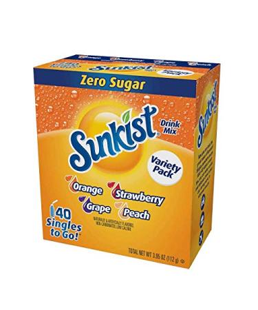 Sunkist Singles to Go Drink Mix Variety Pack Sugar Free - 40 Sticks