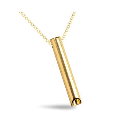 Anxiety Necklace Stress Relief Whistle Necklace with Chain Gold Meditation Breathing Necklace Exercise Device for for Women Men Mindful Breathing Relax Relief Stress Relief Calming Down