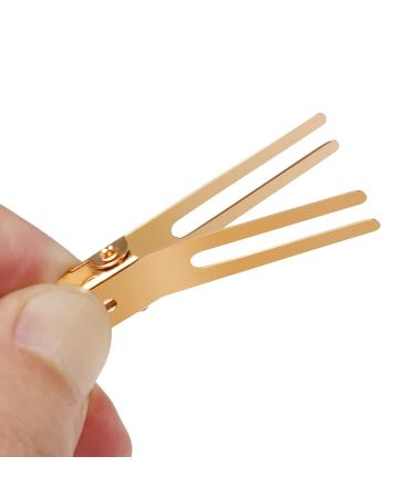 Qearl 100 PCS 1.77 Double Prong Gold Curl Clips | Alligator Clips for Hair Extensions (4.5cm) - Buy Online on SooperMarket.com