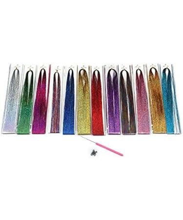 OUHUAN Hair Tinsel Strands with 12 Colors Hair Tinsel Strands Kit Hair Extensions Shiny Silk Tinsel - Buy Online on SooperMarket.com