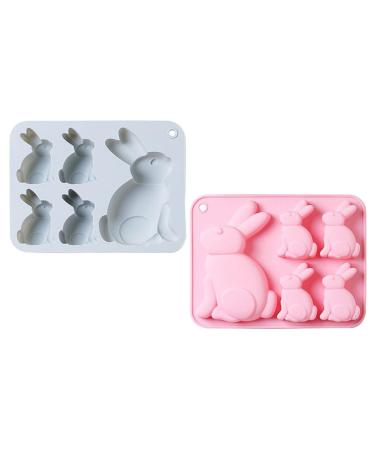 PRETYZOOM 2pcs Easter Cake Mold Easter Bunny Cake Mould Bunny Candy Mold Easter Chocolate Molds Silicone Bakery Easter Decor Easter Baking Molds 3D Silica Gel Bakeware Baking Supplies