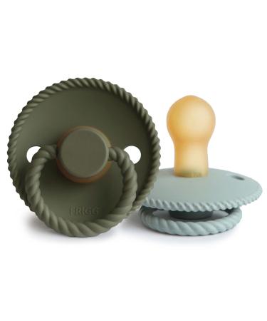 FRIGG Rope Natural Rubber Baby Pacifier | Made in Denmark | BPA-Free (Olive/Sage  0-6 Months) 0-6 Month Olive/Sage