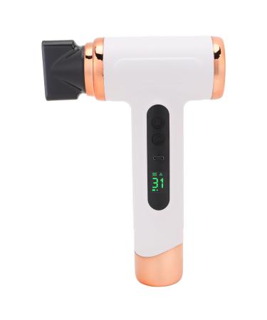 Cordless Hair Dryer Quiet Compact Hot and Cold Travel Hair Dryer with Nozzle Digital Screen USB Rechargeable Portable 200W Hair Blow Dryer for Dorm Camping Travel 15000mAh White