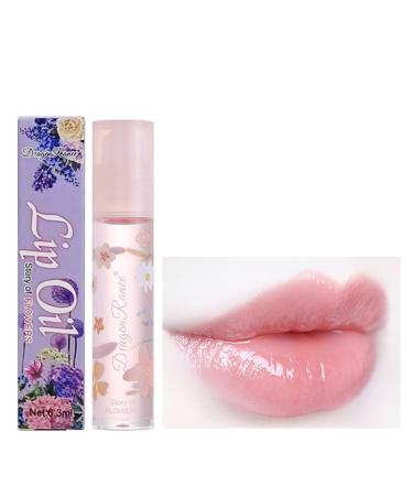 Flower Rolling Ball Lip Oil Gloss Long Lasting Moisturizing Lip Balm Clear Moisturizing Fruit Scented Lip Gloss Non-sticky Natural Fresh Shiny Texture Lip Lipstick for Women Girls (#05)