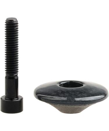Wanyifa 1 1/8 3K Carbon Fiber Cycling Headset Stem Top Cap - Glossy with Black Finish | Includes M6x35mm Titanium Bolt - Buy Online on SooperMarket.com