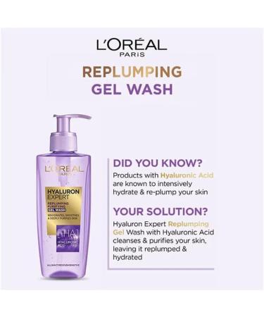 L'Or al Paris Hyaluron Expert Gel Wash Hyaluronic Acid Hydrates and Replumps Skin 200ml - Buy Online on SooperMarket.com
