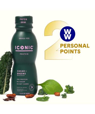 Iconic Cacao + Greens Protein Drinks (12 Pack) | Grass Fed, Organic Veggies & Cacao | Low Carb, Lactose Free, Soy Free | Keto Friendly - Buy Online on SooperMarket.com