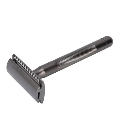 Double Edge Safety Razor Men Home Salon Portable Zinc Alloy Brass Handle Shaving Razor Birthday for Home Gift(Black)