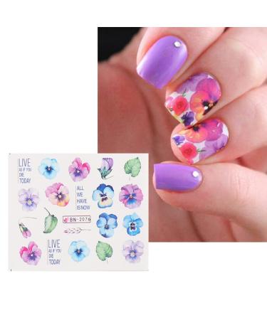 12pcs Flower Nail Art Stickers - Water Decals for Nails - Spring Rose Floral Leaf Designs - Summer Manicure Decoration - Nail Art Supplies - Buy Online on SooperMarket.com