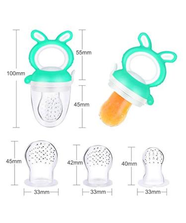 Silicone Baby Fruit Feeder & Pacifier | 3-Pack Fresh Fruit Feeders | Infant Bite Ring - Green - Buy Online on SooperMarket.com