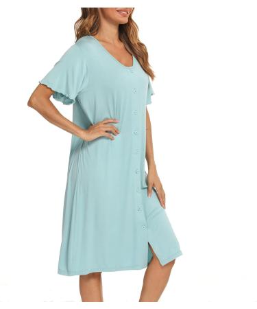 Jecarden Women's Short Sleeve Maternity Nightgown - Comfortable Modal Cotton Sleepwear in Green - Buy Online on SooperMarket.com