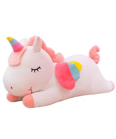 Kekeso Stuffed Unicorn Animal Plush Toys Soft Cuddle Pillow Doll Cartoon Unicorn Plush Gifts for Boys Girls (White 35cm/13.77inch) 35cm/13.77inch White
