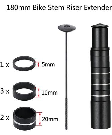 Boenoea Bike Stem Riser Extender 115mm - Aluminum Alloy Handlebar Raiser for Mountain, Road, MTB, BMX, Fixie - Black - Buy Online on SooperMarket.com