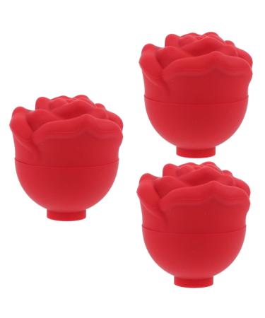 FRCOLOR 3pcs Rose Face Ice Tray Cube Face Ice Cooling Roller Cocktail Ice Molds Eye Ice Roller Rose Ice Cube Mold Ice Facial Massager Ice Making Refrigerator Food Grade Silicone Rose Ball