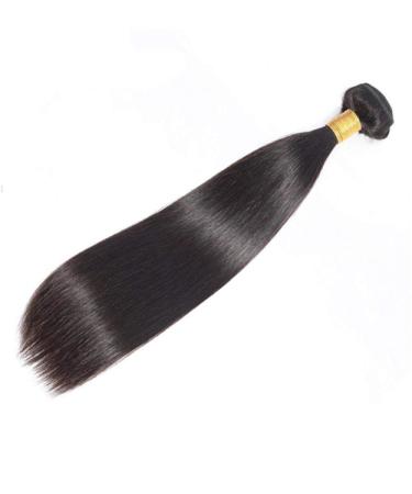 GJBXP 12-inch Straight Wave Natural Black Real Human Hair Bundle Extensions - Pre Plucked Malaysian Remy Wigs for Black Women - Buy Online on SooperMarket.com