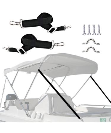 2 PCS Adjustable Heavy Duty Bimini Top Straps ,Marine Grade Double Snap Hook Strap+ Pad Eye Straps,28"60" Stainless Steel Boat Awning Hardware Accessories black