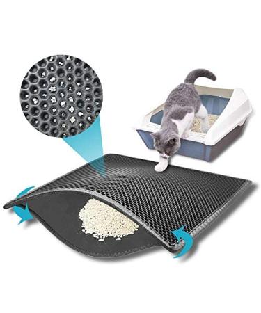 kaxionage Cat Litter Mat, Litter Box Mat,Honeycomb Double Layer Trapping Litter Mat Design,Waterproof Urine Proof Kitty Litter Mat,Easy Clean Scatter Control 15" X 24" 1Pack Grey