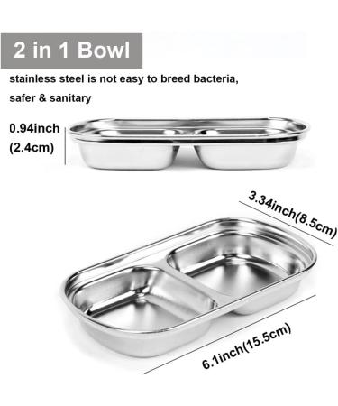 HanryDong Small Animal Stainless Steel Bowl 4 in 1 Hamster Feeder for Water and Food Cage Pet Small Dish for Rabbit/Guinea Pig/Hedgehog/Mice/Chinchilla/Kitten (4 in 1 bowl) - Buy Online on SooperMarket.com