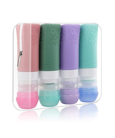 Silicone travel bottles set PYJR leak-proof travel container BPA-free TSA approved 8-pack portable travel accessories for shampoo toilet items lotion.8 pieces.